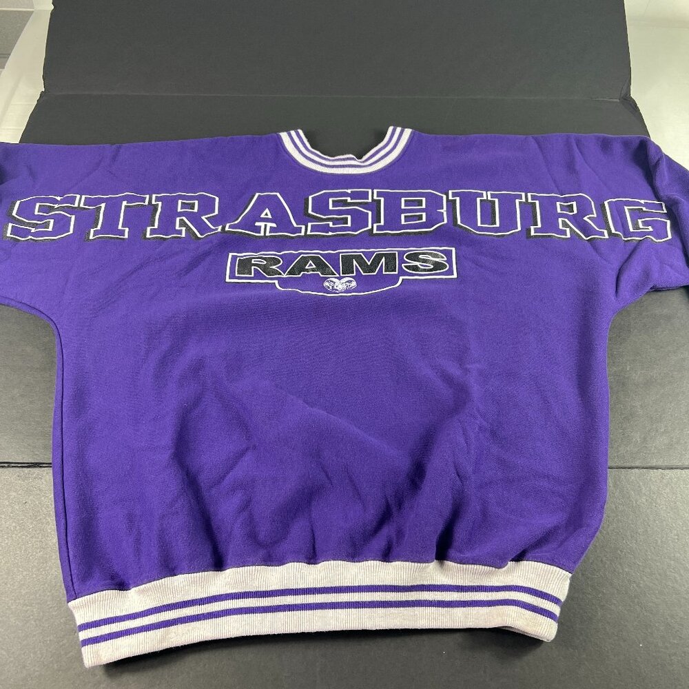 VTG 90s Strasburg Rams Virginia HS Sweatshirt Adult Extra Large Purple Crewneck